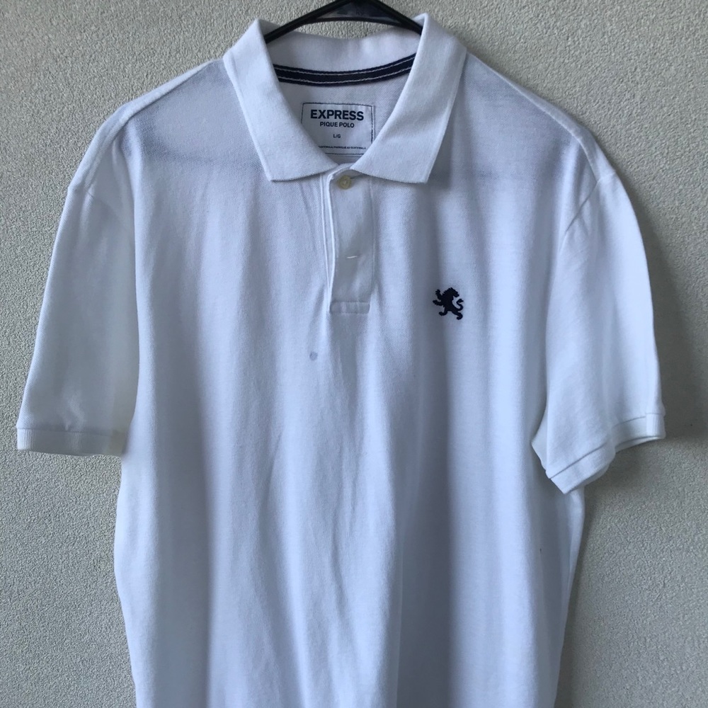 EXPRESS White Pique Polo Shirt